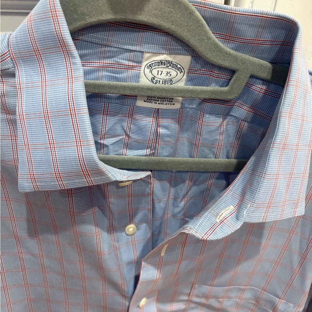 Men's Brooks Brothers regent plaid button down dress shirt 17-35